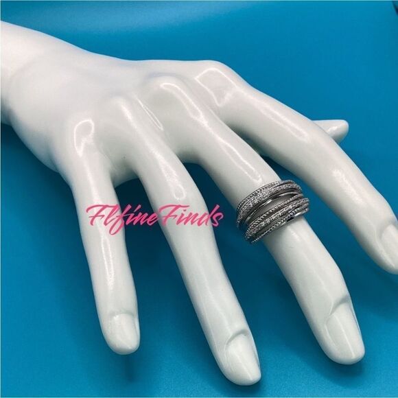 💎⭐️Stacked melee  paved Cz Diamond multilayered ring.💍 - Picture 10 of 15